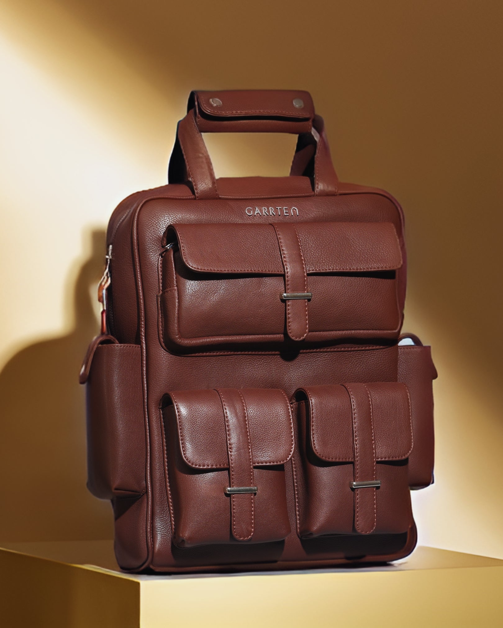 burgundy leather rectangular backpack 741 Travel Leather Backpack