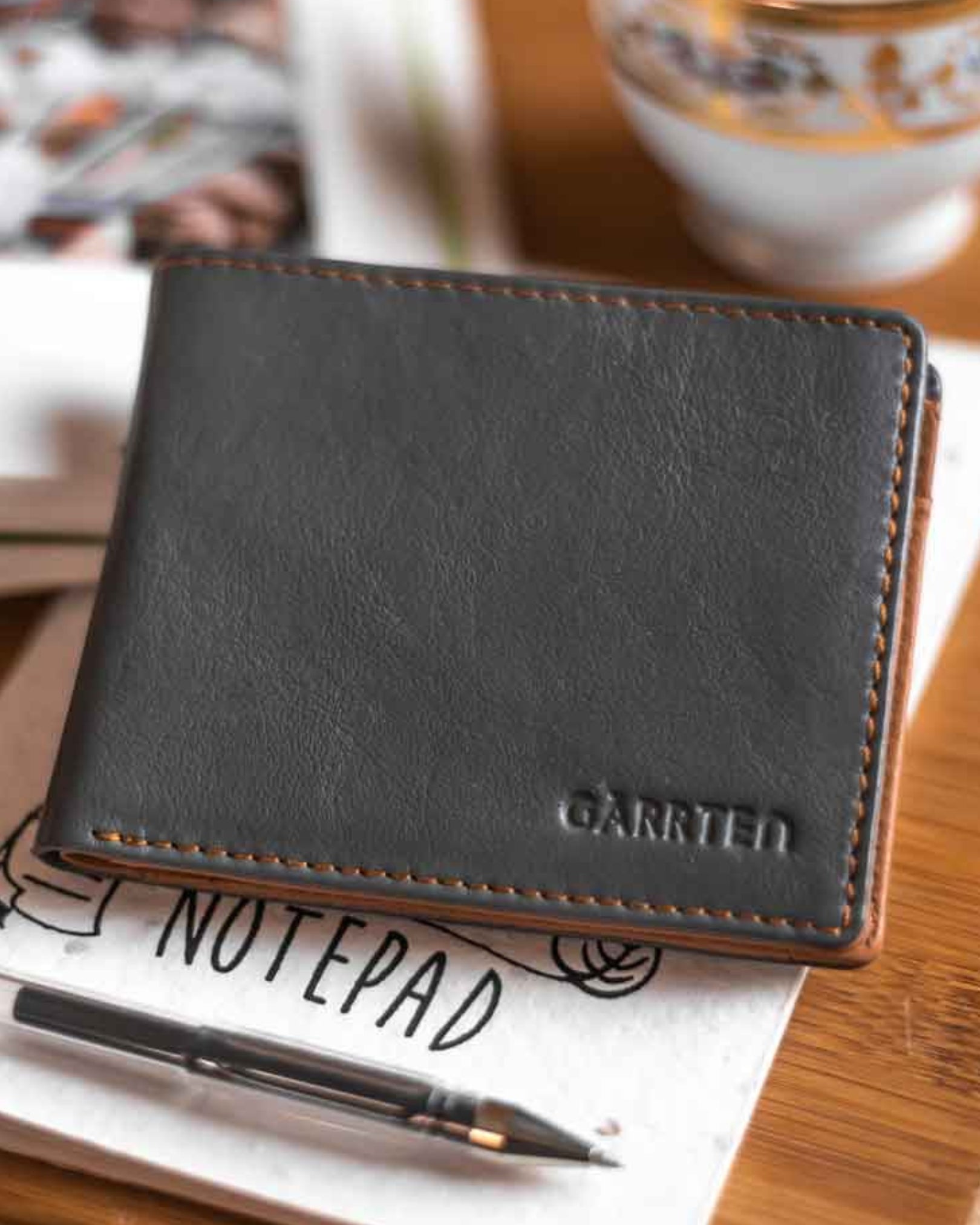 219 Full Grain Leather Grey/Tan Wallet
