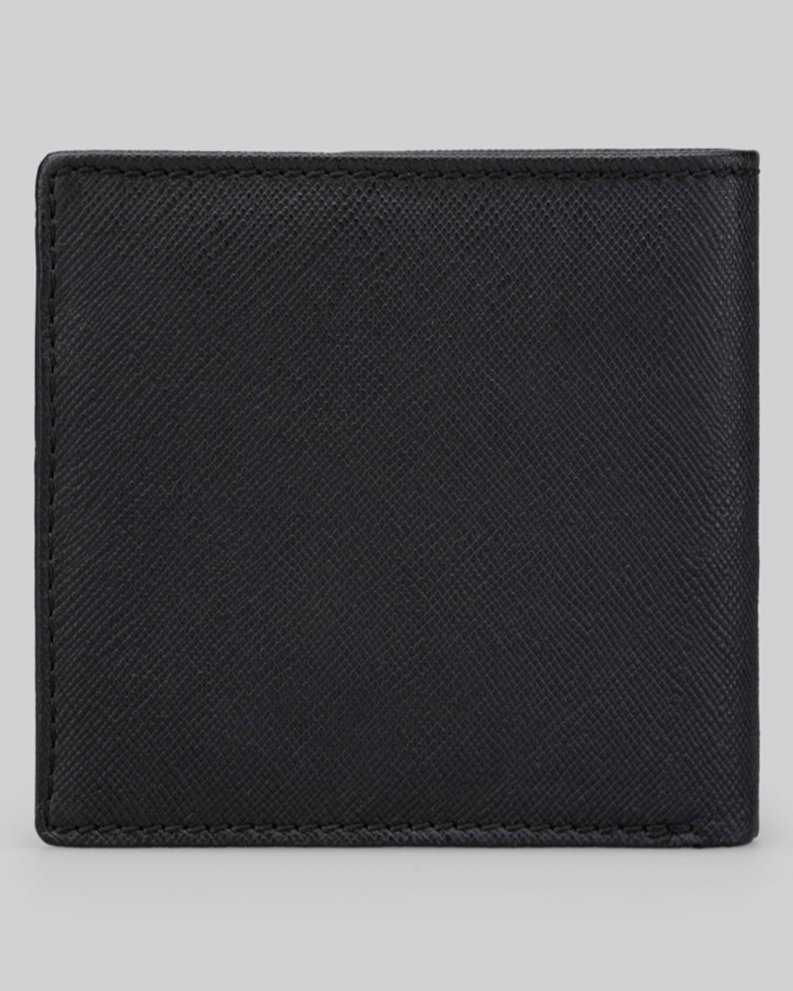GARRTEN 319 saffiano leather wallet in black — back view showing clean exterior, white background