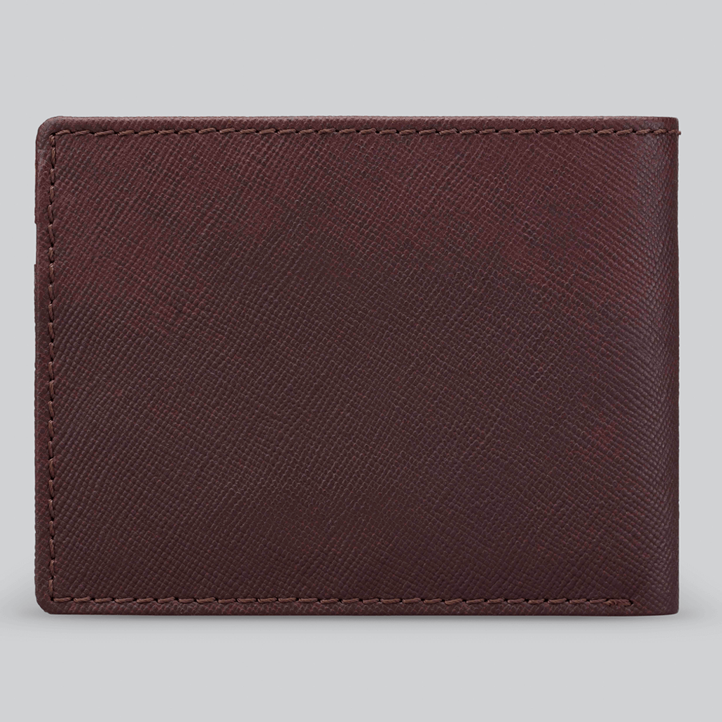 Garrten 319 Saffiano leather Wallet in Chocolate colour, back view