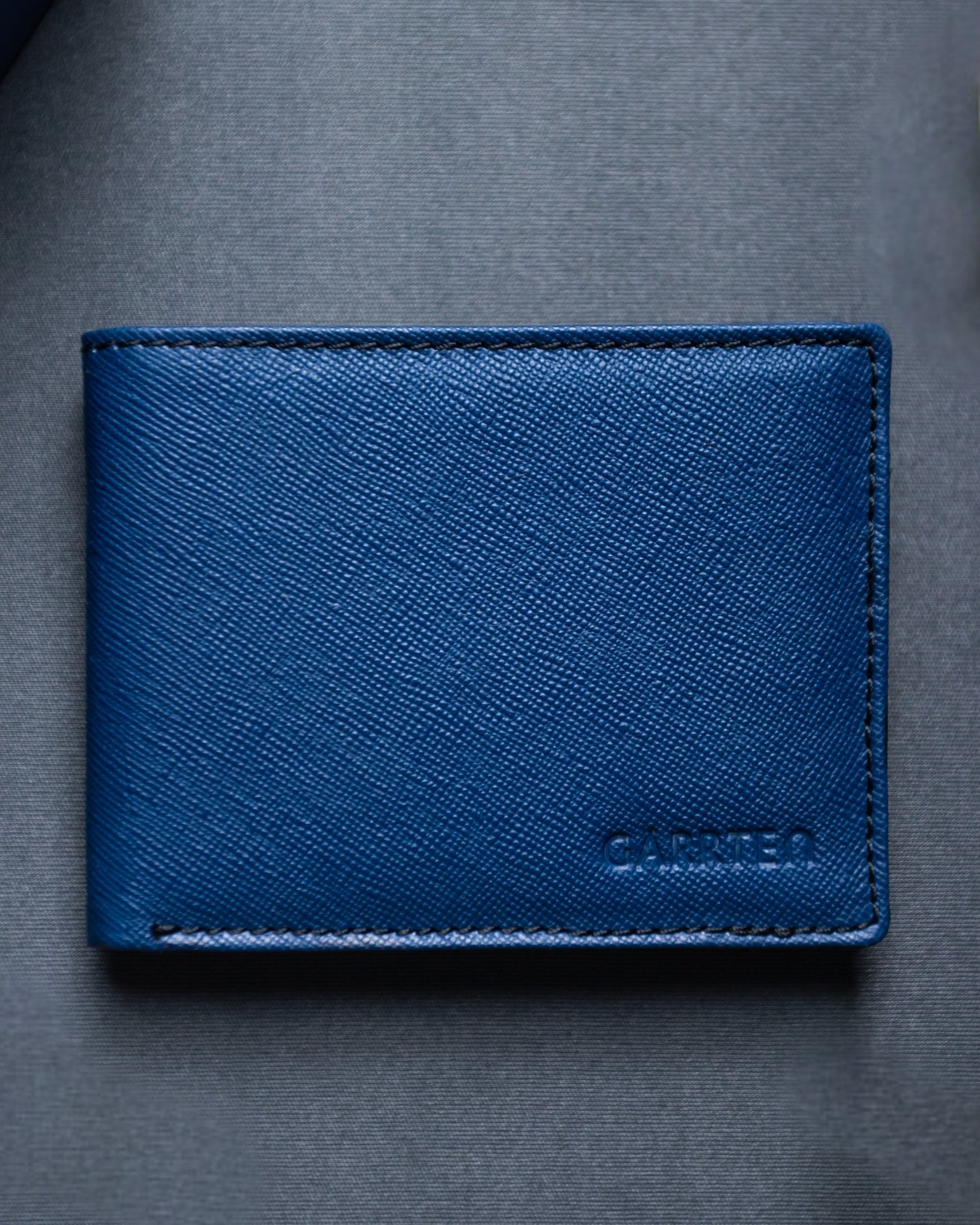 319 Saffiano Leather Wallet — RFID — Prussian Blue/Black | GARRTEN