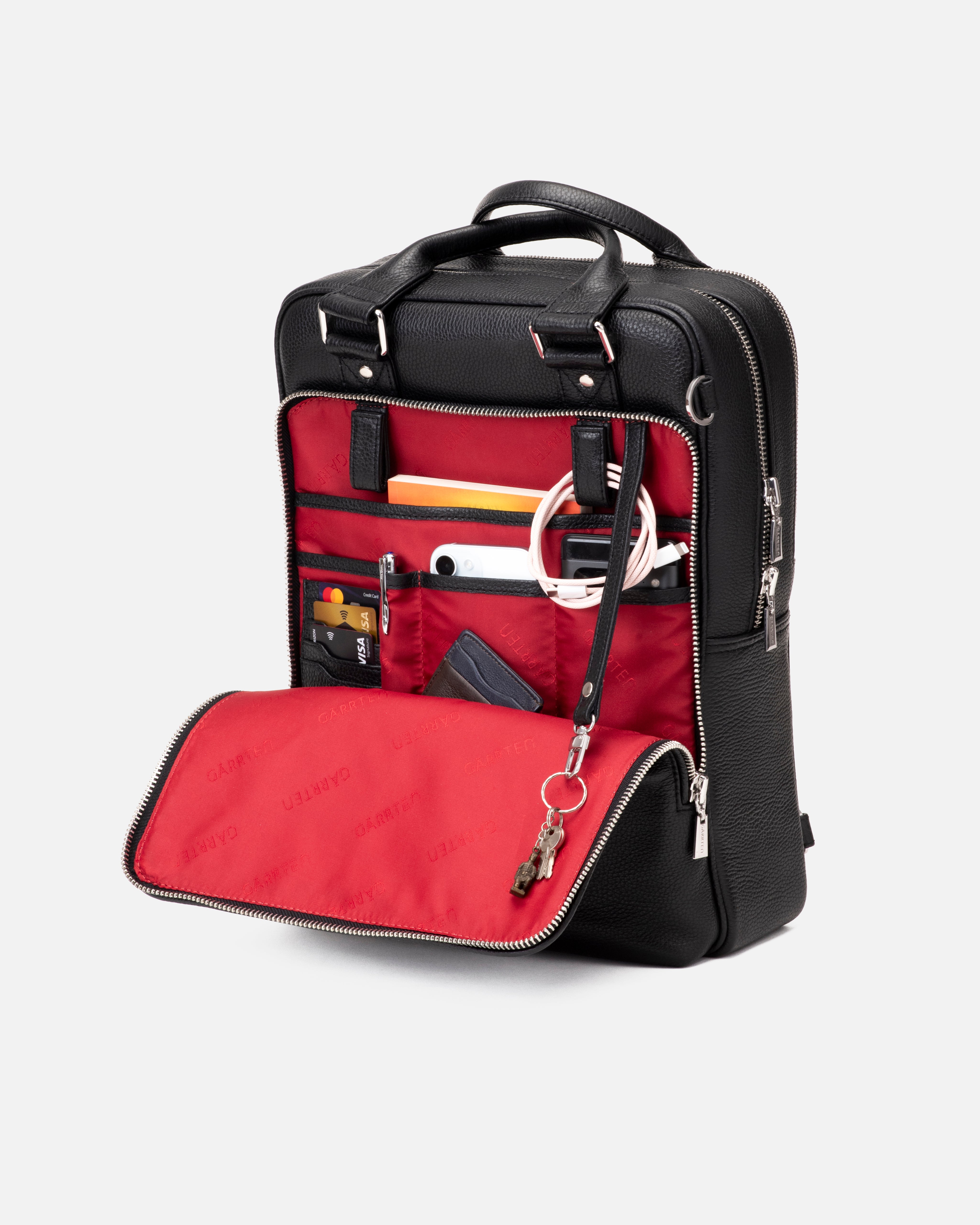 821 Signature Italian Leather Backpack - Carbon Black