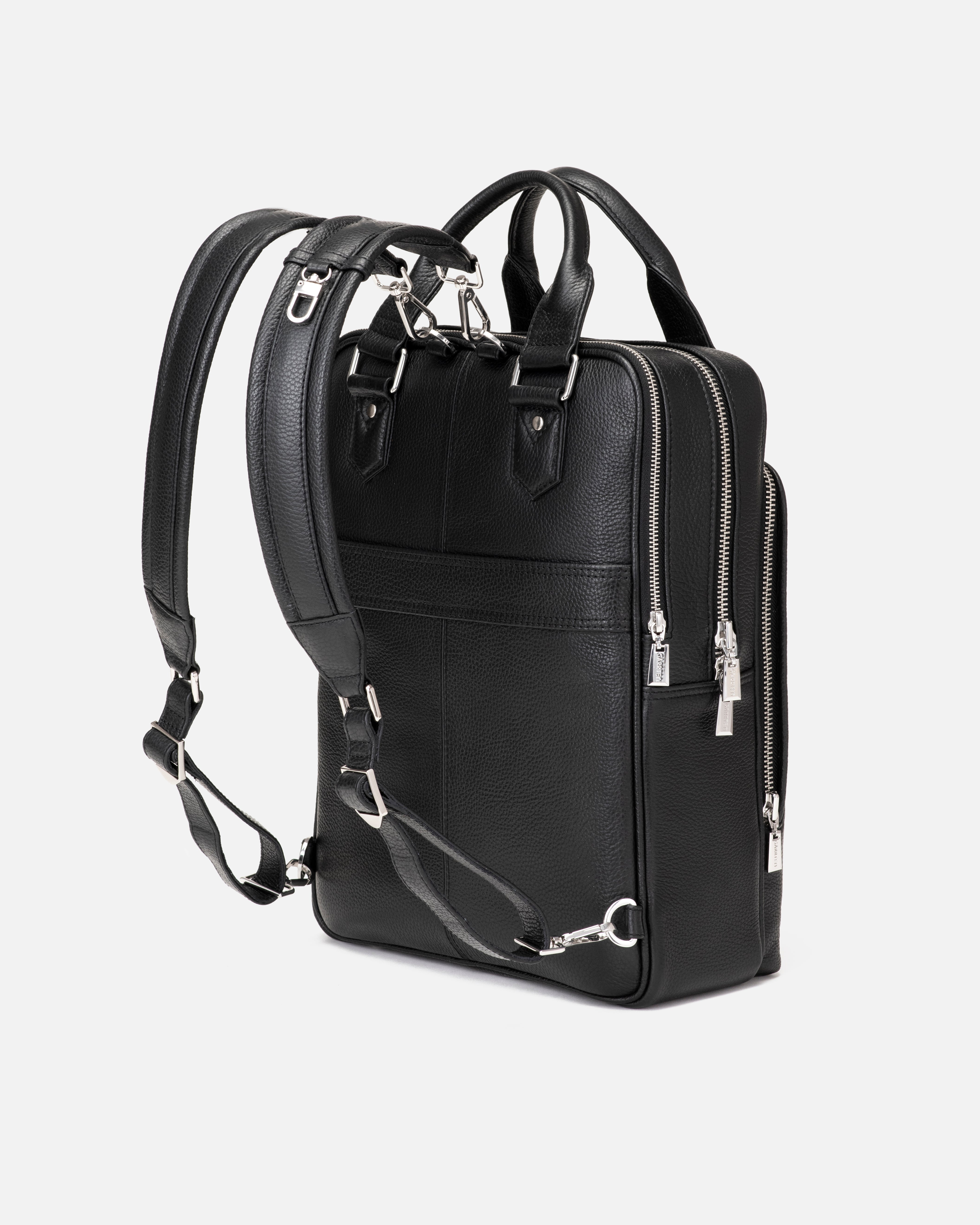 821 Signature Italian Leather Backpack - Carbon Black