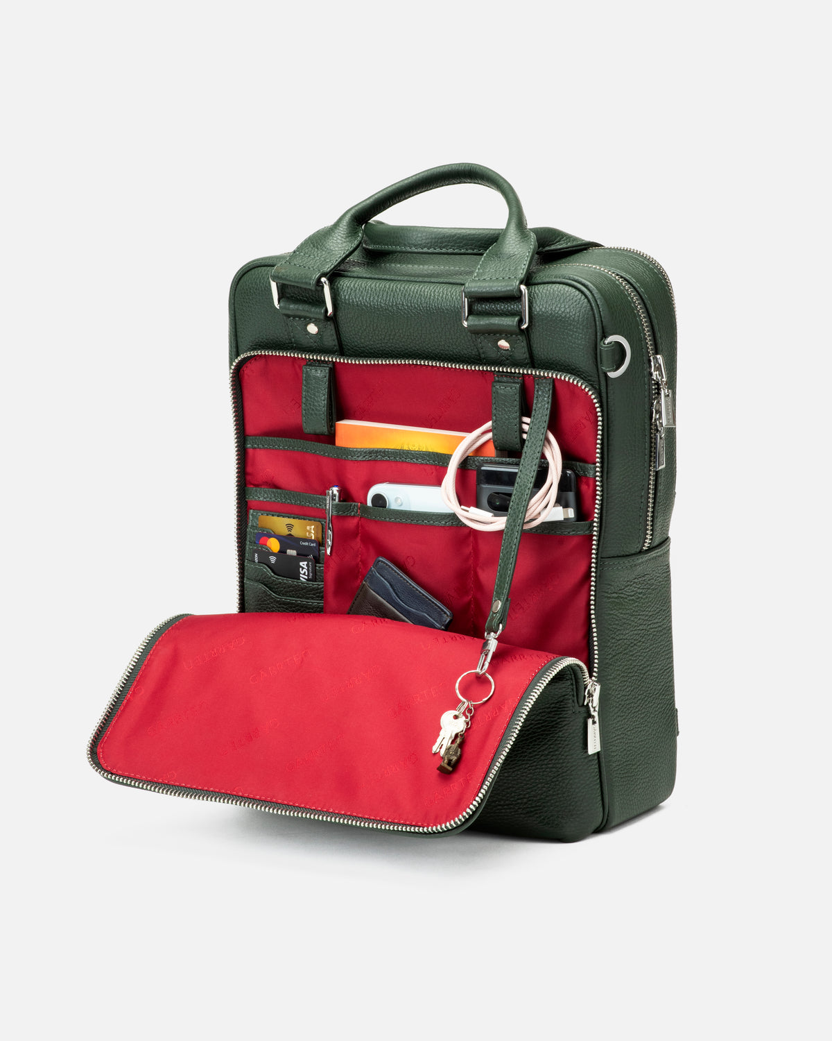 821 Signature Italian Leather Backpack - Forest Green