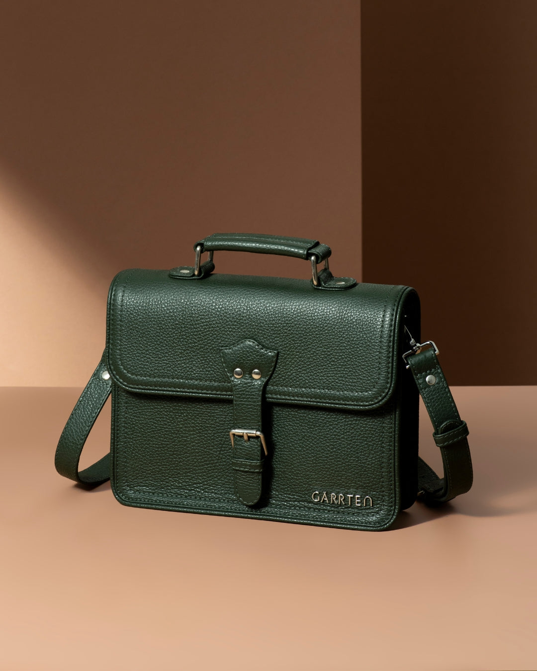 538 Crossbody Leather Satchel — Forest Green | GARRTEN