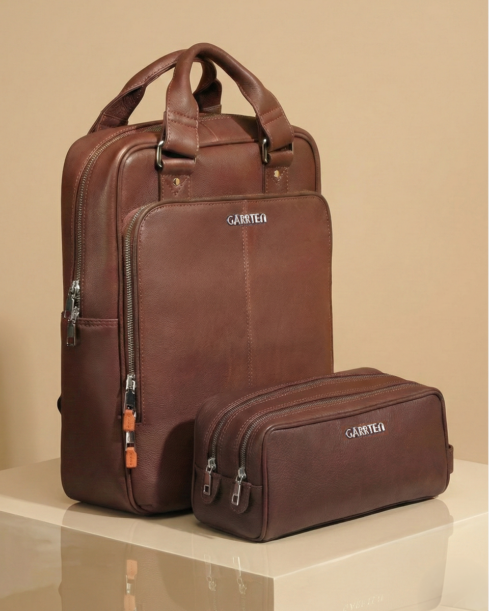The Signature Set in Brown | 721 Signature Leather Backpack