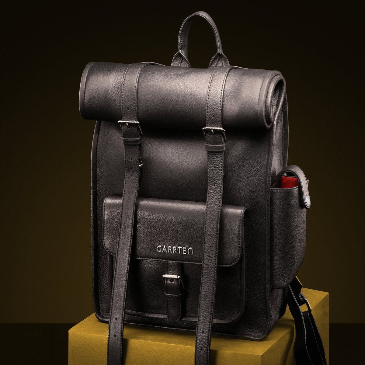black leather roll down backpack 751 Rolltop Full-Grain Leather Backpack - Carbon Black