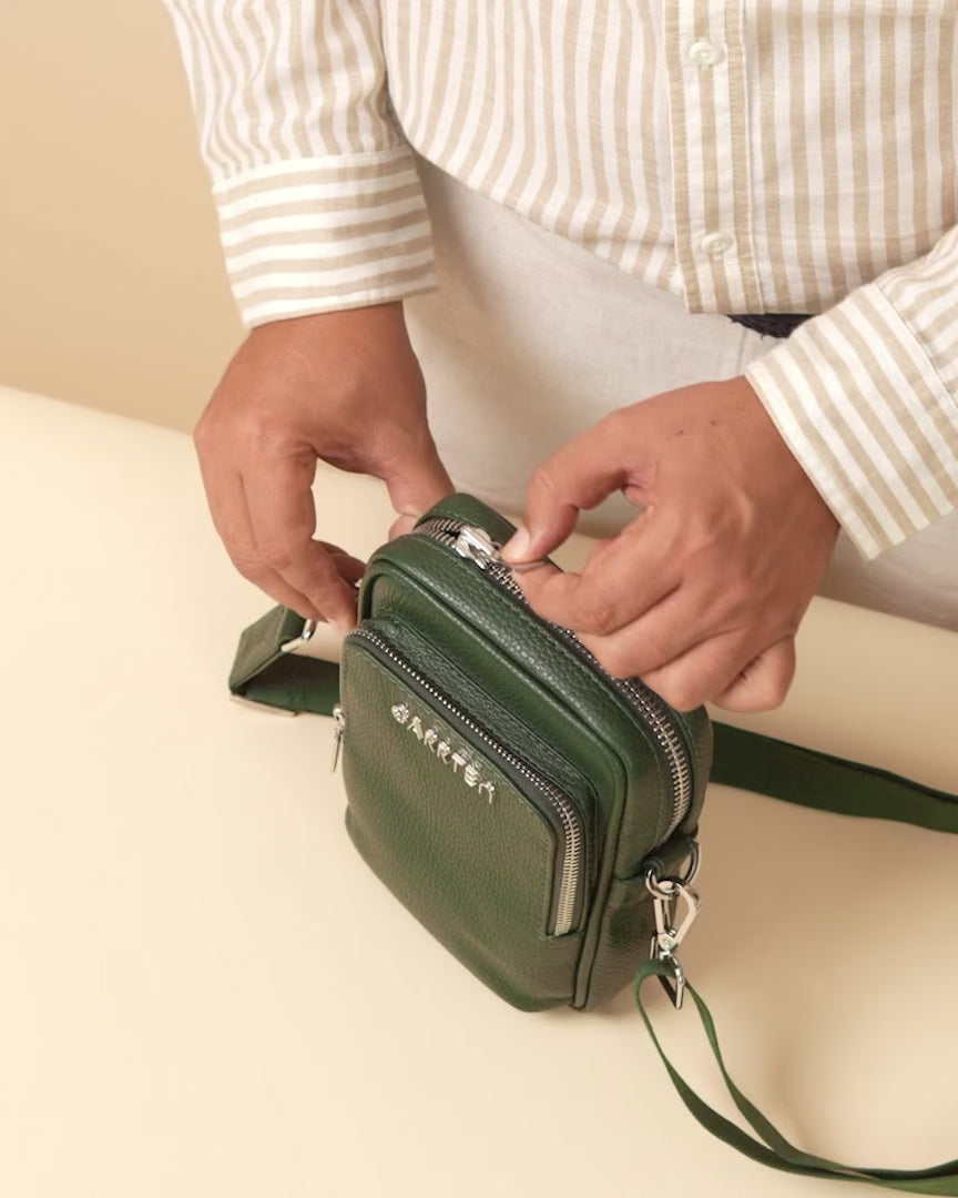 508 Italian Leather Mini Crossbody Bag — Forest Green | GARRTEN
