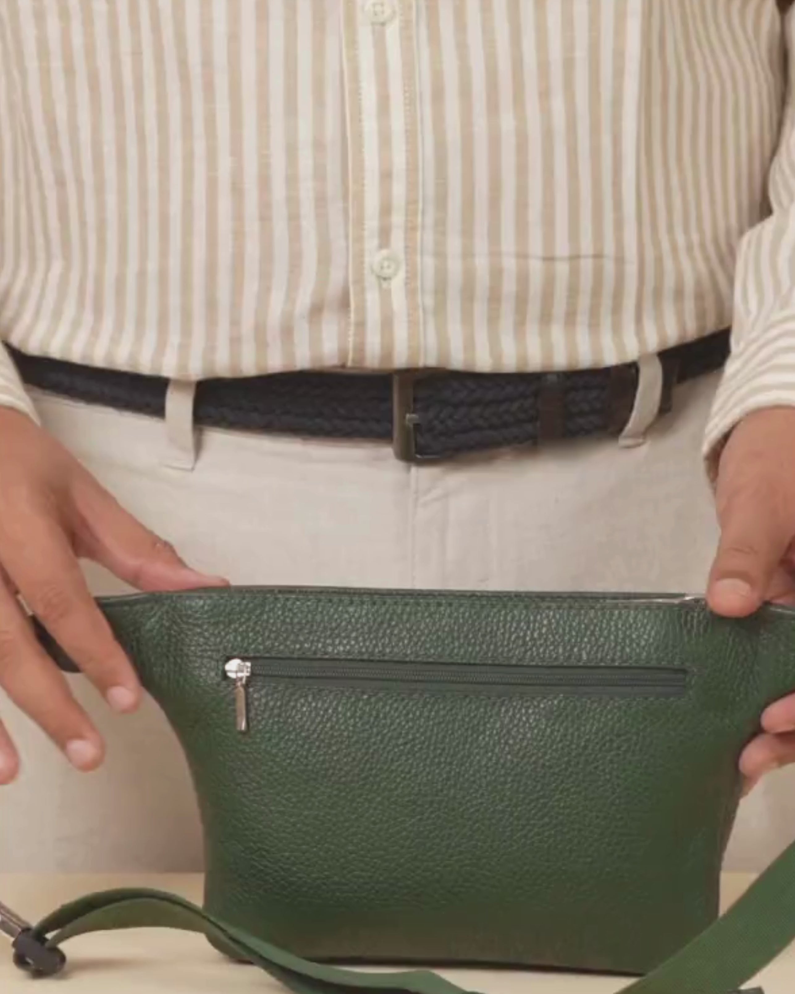 Garrten 528 Leather Crossbody Belt Bag - Forest green-V-product